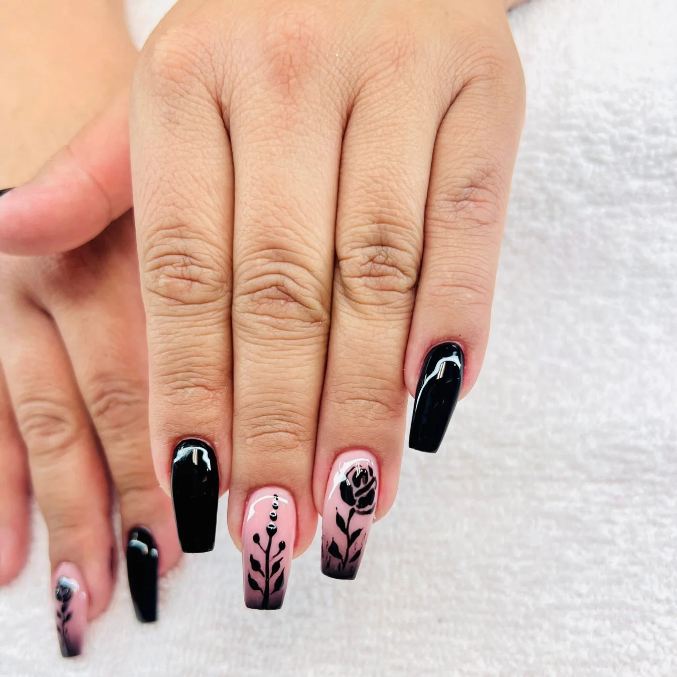 Detailed nail art with embellishments